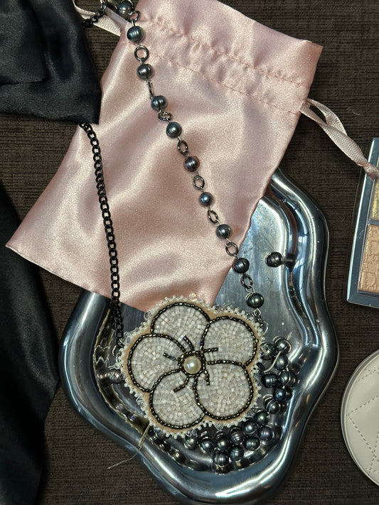 miyosiw necklace with fresh water pearl chain.